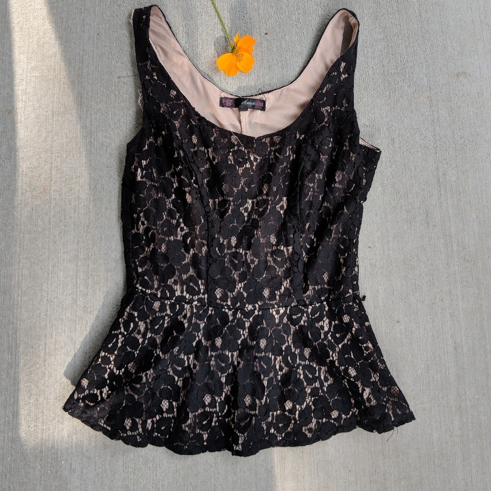 black Lace Fit and Flare Shirt